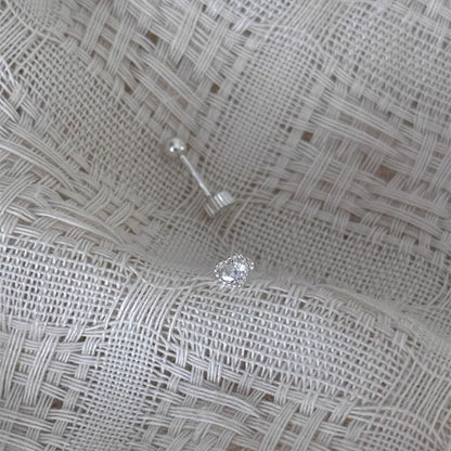 Rhinestone Stud Heart Earring Alloy