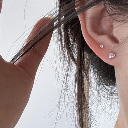 Rhinestone Stud Heart Earring Alloy