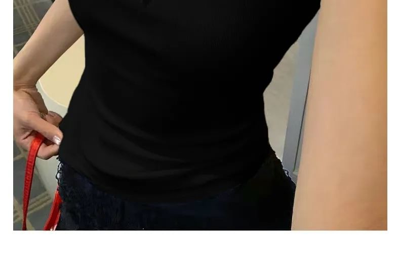 Square Neck Lace Trim Sleeveless Tank Top