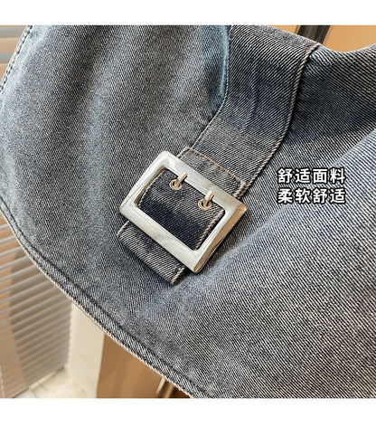Chain Strap Washed Denim Shoulder Bag