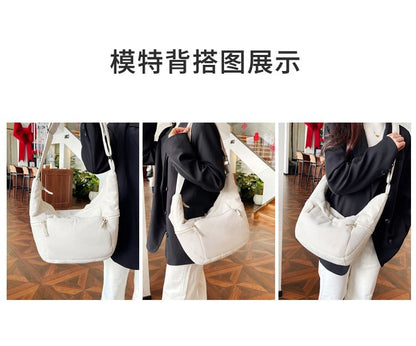 Plain Corduroy Zip Shoulder Bag