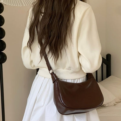 Plain Faux Leather Shoulder Bag