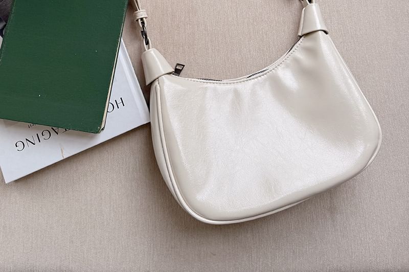 Plain Faux Leather Shoulder Bag