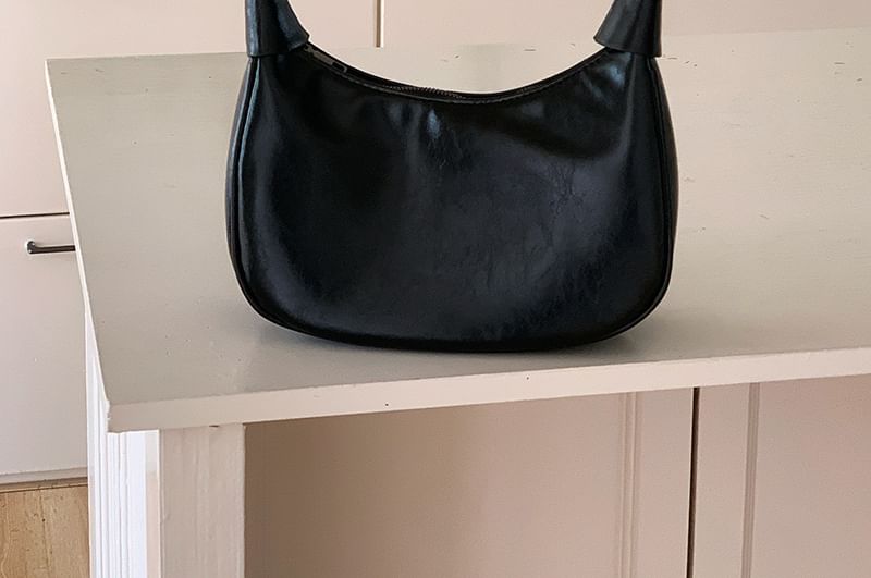 Plain Faux Leather Shoulder Bag