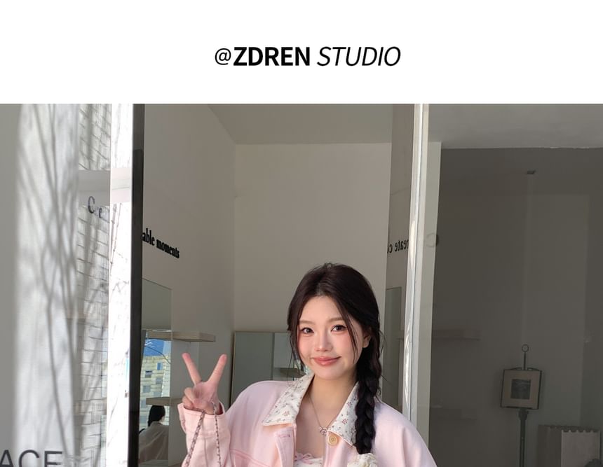 Plus Size Floral Bow Lace Trim Ribbed Camisole Top