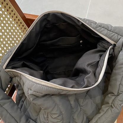 Plain Quilted Zip Shoulder Bag
