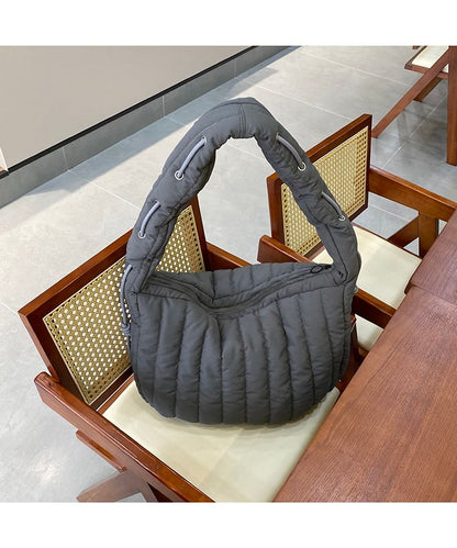 Plain Quilted Zip Shoulder Bag