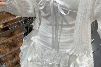 Sleeveless Lace-Trim V-Neck Top