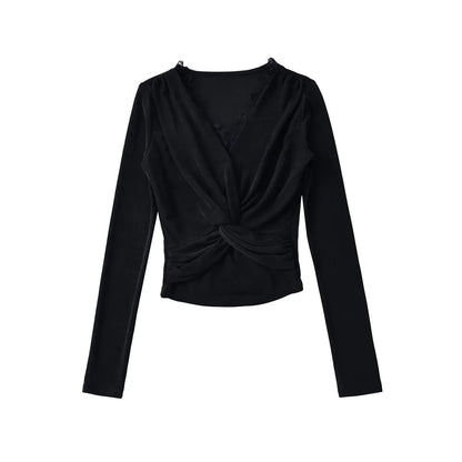 Twist-Front Lace-Trim V-Neck Crop Top