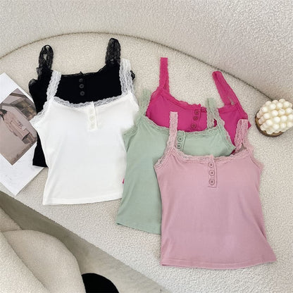 Henley Padded Lace-Trim Cami