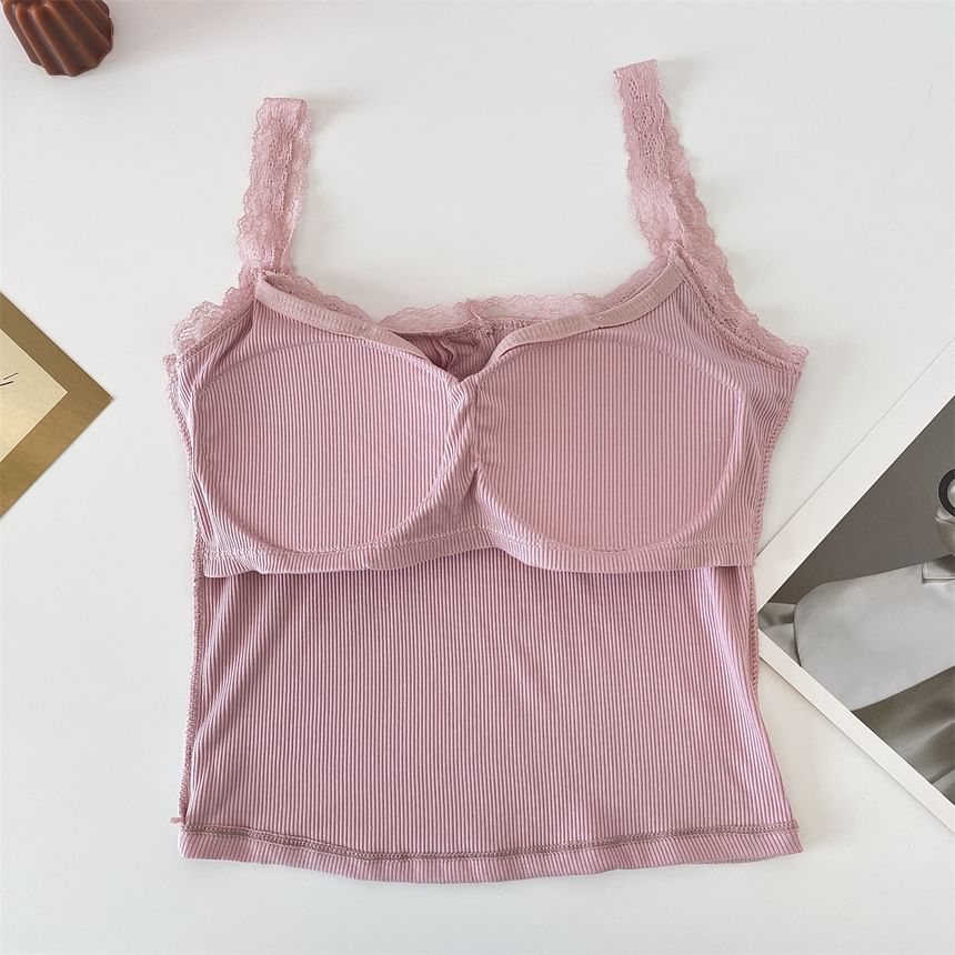 Henley Padded Lace-Trim Cami