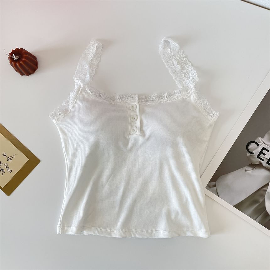 Henley Padded Lace-Trim Cami