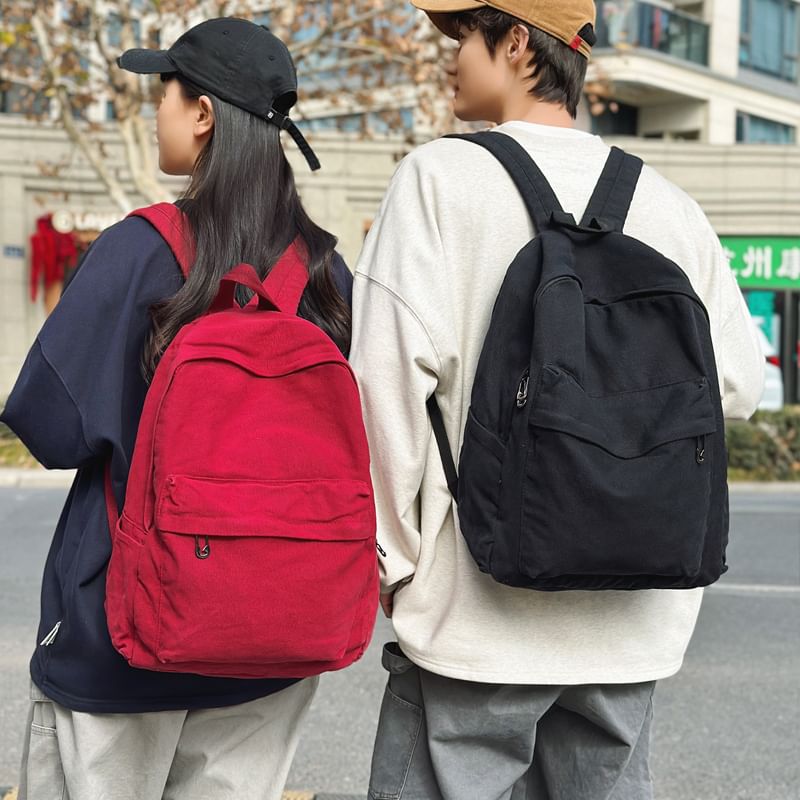 Plain Washed Canvas Backpack
