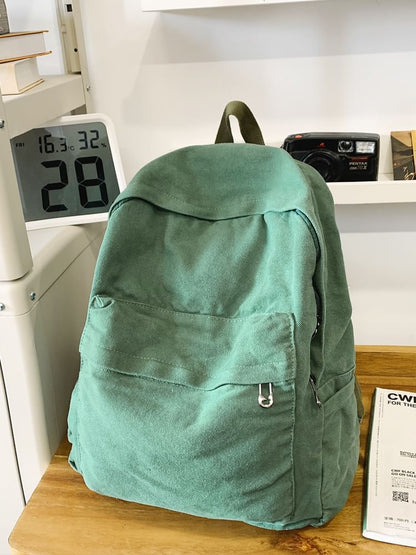 Plain Washed Canvas Backpack