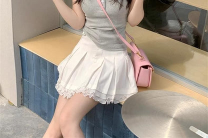 Slim-Fit Lace-Trimmed Tank Top