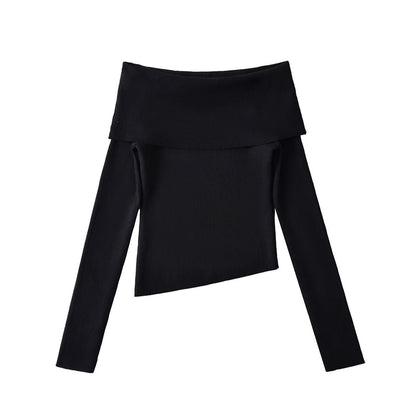 Off Shoulder Knit Top Lace Panel Camisole Set