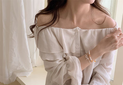 Sterling Bow Pearl Beaded Bracelet Natural / Silver 925