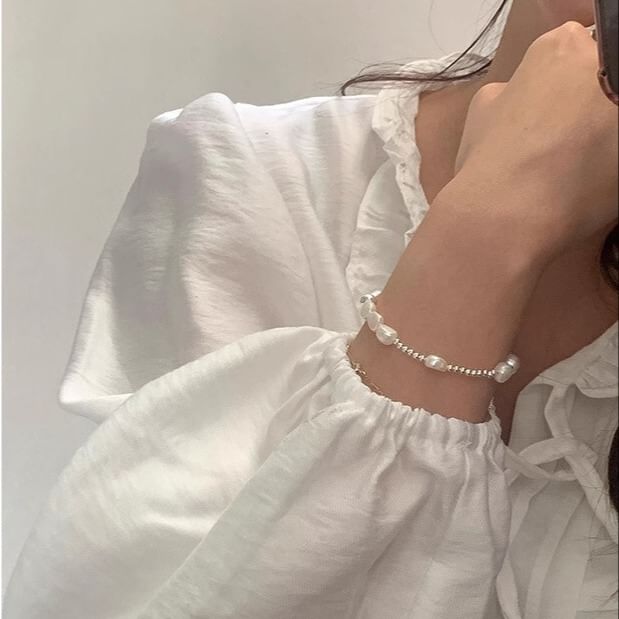 925 Sterling Bracelet Silver Pearl Beaded Faux