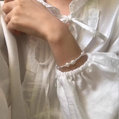925 Sterling Bracelet Silver Pearl Beaded Faux