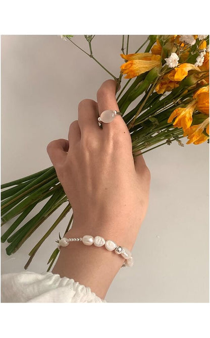 925 Sterling Bracelet Silver Pearl Beaded Faux