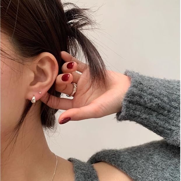 Glossy Sterling Hoop Silver 925 Earring