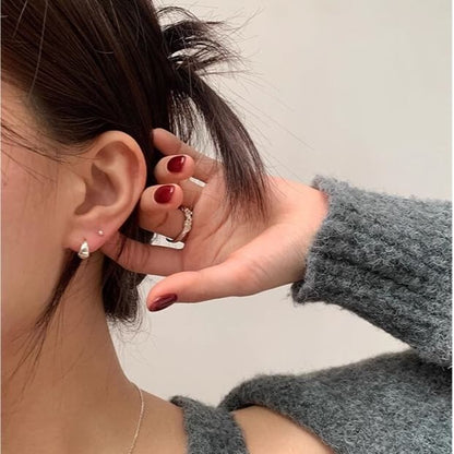 Glossy Sterling Hoop Silver 925 Earring