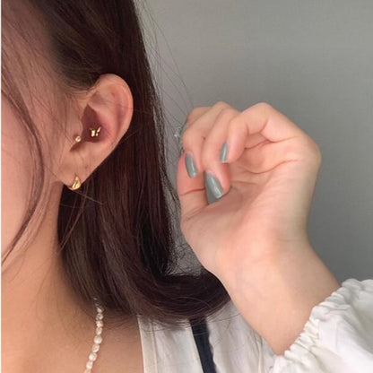 Glossy Sterling Hoop Silver 925 Earring