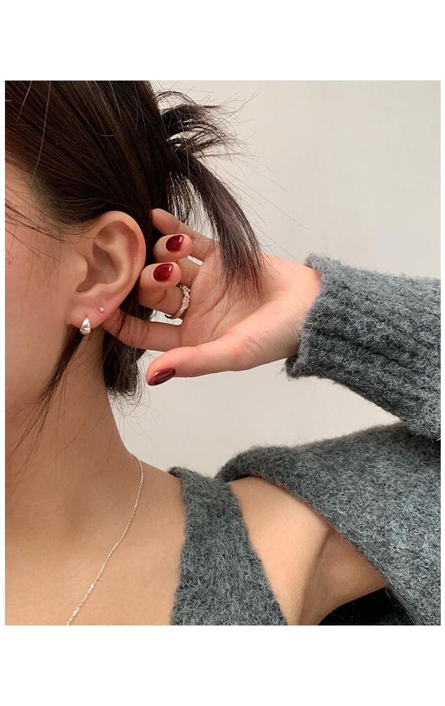 Glossy Sterling Hoop Silver 925 Earring