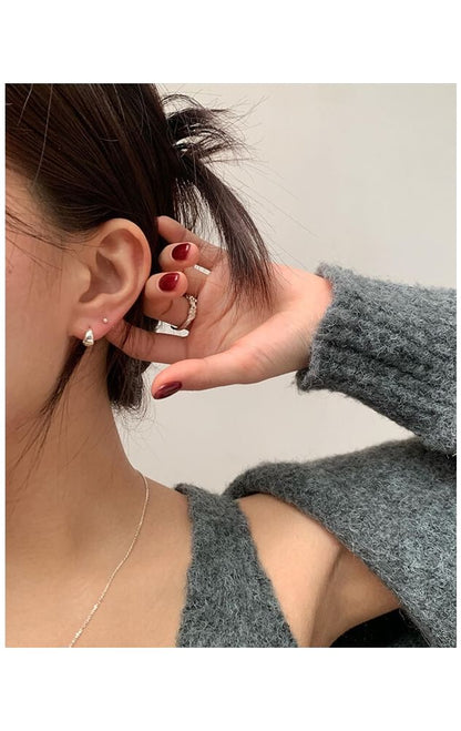 Glossy Sterling Hoop Silver 925 Earring