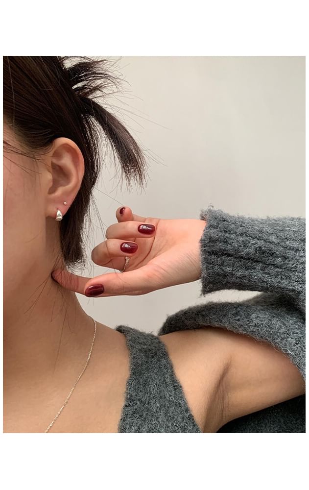 Glossy Sterling Hoop Silver 925 Earring