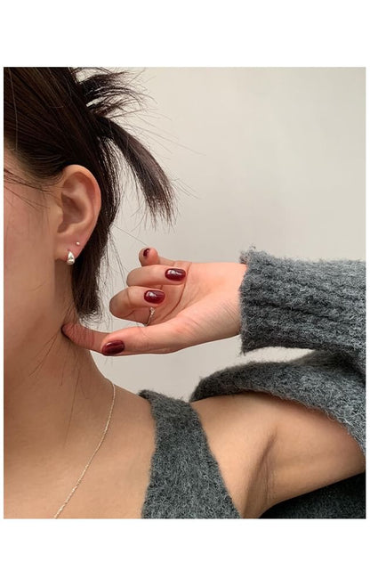 Glossy Sterling Hoop Silver 925 Earring