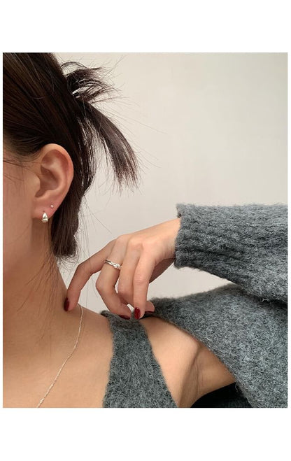 Glossy Sterling Hoop Silver 925 Earring