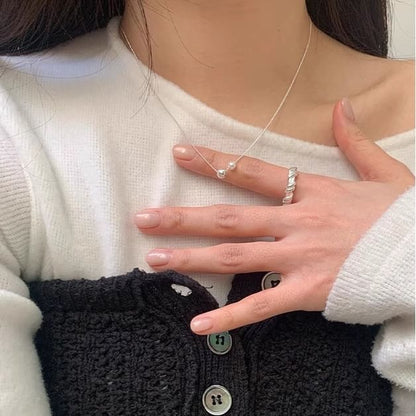 Pearl Silver 925 Necklace Sterling Faux Ball