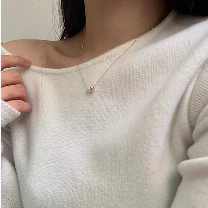 Pearl Silver 925 Necklace Sterling Faux Ball