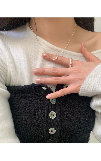 Pearl Silver 925 Necklace Sterling Faux Ball