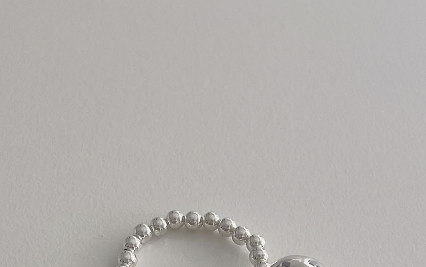 Ring Pearl Faux Silver Elastic Beaded Sterling 925