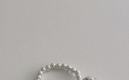 Ring Pearl Faux Silver Elastic Beaded Sterling 925