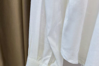 Pocket Detail Lace Trim V-Neck Long-Sleeved Shirt