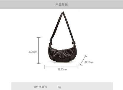 Ruched Faux Leather Shoulder Bag