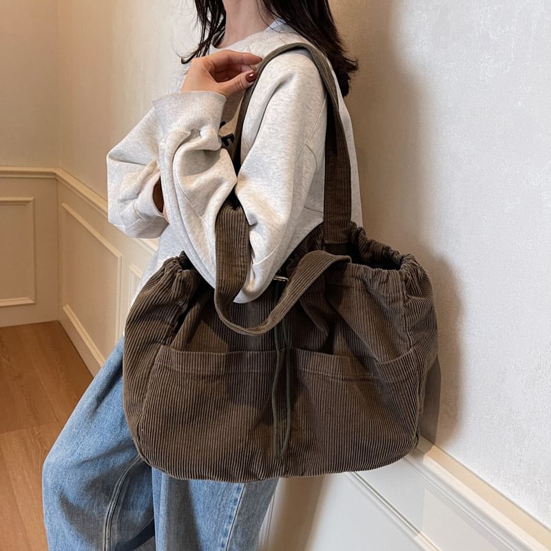 Bungee Cord Plain Shoulder Bag