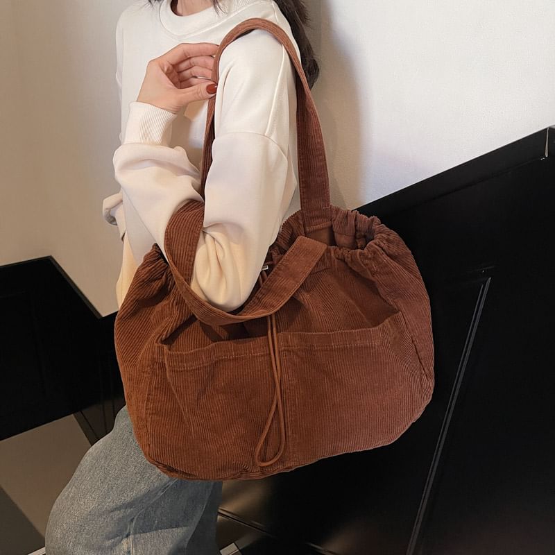 Bungee Cord Plain Shoulder Bag