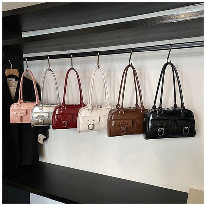 Faux Leather Buckled Shoulder Bag