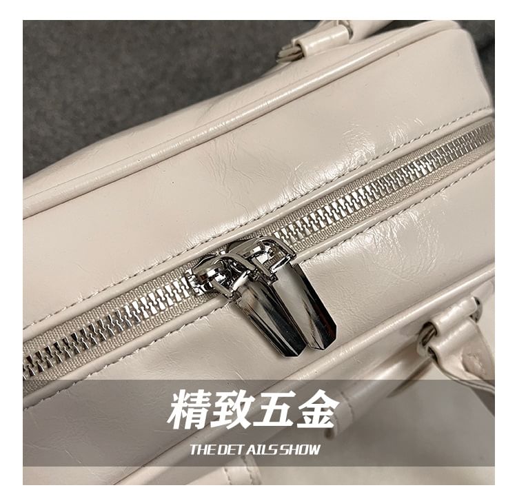 Faux Leather Buckled Shoulder Bag