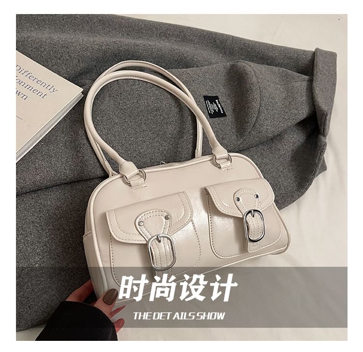 Faux Leather Buckled Shoulder Bag