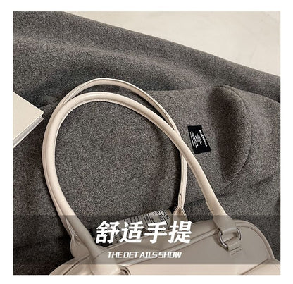 Faux Leather Buckled Shoulder Bag
