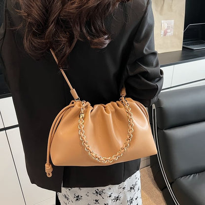 Faux Leather Drawstring Shoulder Bag