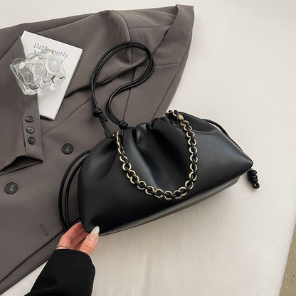 Faux Leather Drawstring Shoulder Bag