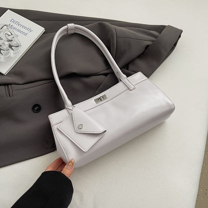 Faux Leather Shoulder Bag With Key Pouch