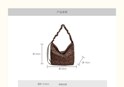 Leopard Print Canvas Shoulder Bag