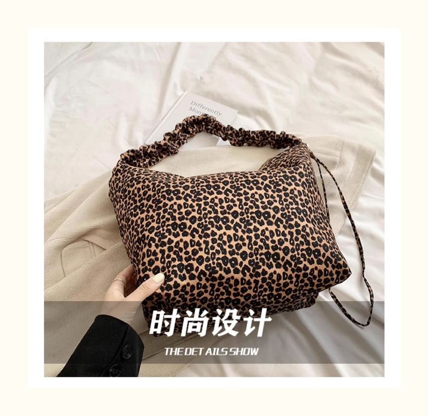 Leopard Print Canvas Shoulder Bag